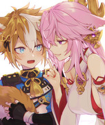 yae-and-gorou-genshin-impact-drawn-by-me