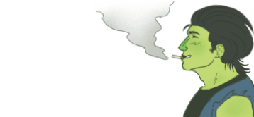 mystery man from the game knuckle sandwich smoking a cigarette. drawn by me