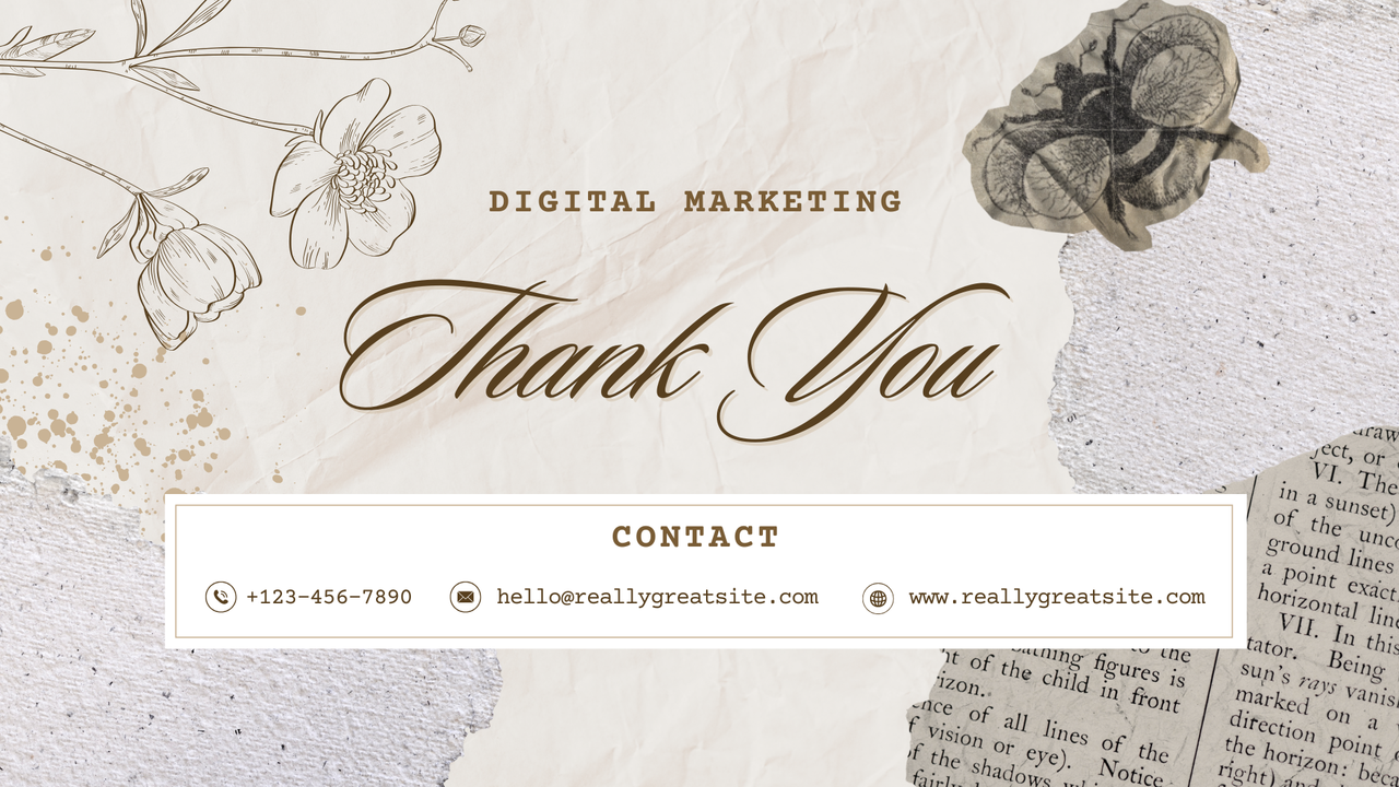 Black Beige Vintage Scrapbook Digital Marketing Presentation