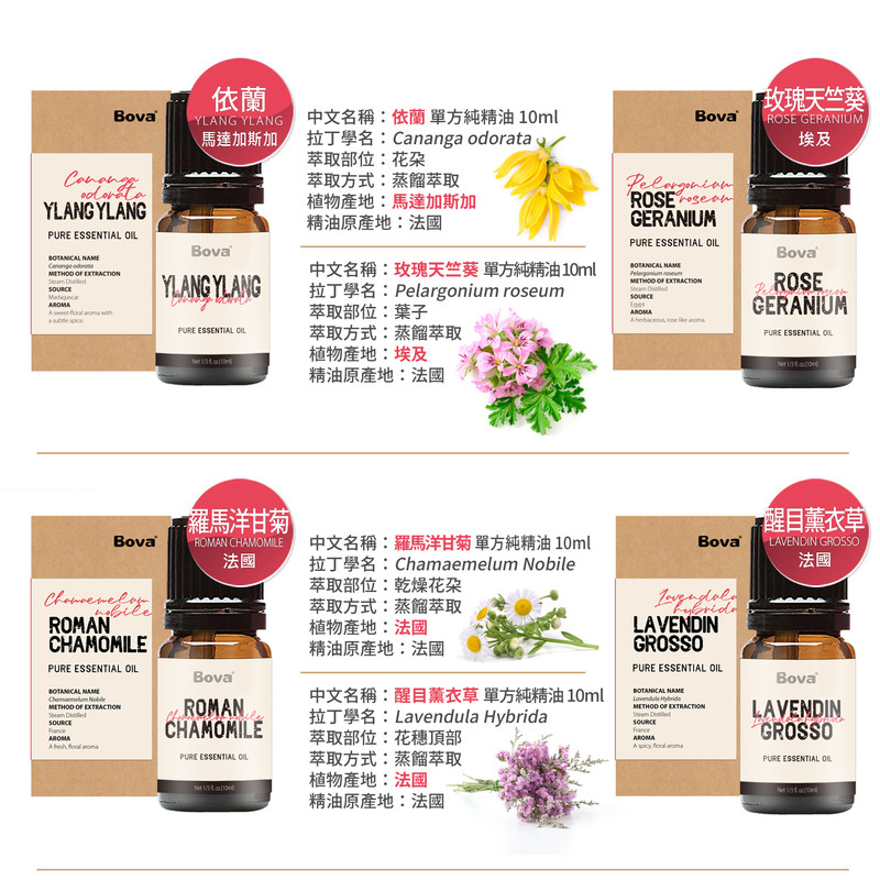 花香調 精油 真正薰衣草 玫瑰天竺葵 5%大馬士革玫瑰 羅馬洋甘菊 - 香薰/精油/線香 - 精油 橘色