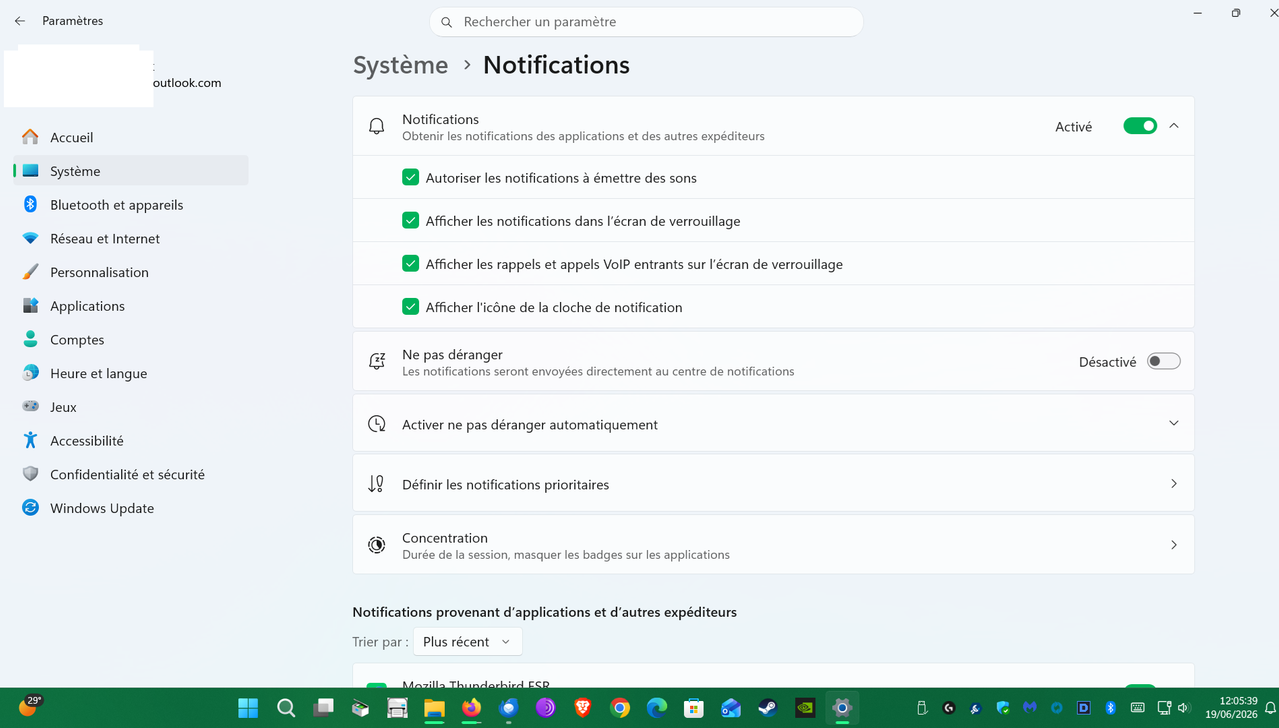 systeme notifications