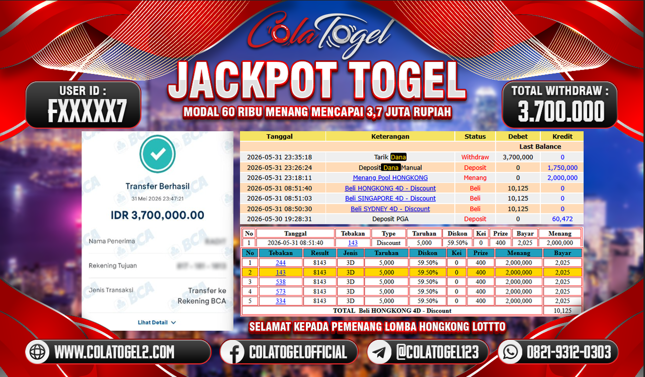 JACKPOT HONGKONG LOTTO!!