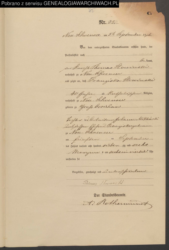 Słowińska (Mykleńska) Franciszka AZ USC