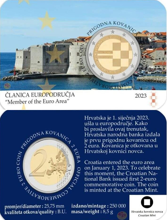 Croacia, primera conmemorativa 2-Croatia-2023-coincard