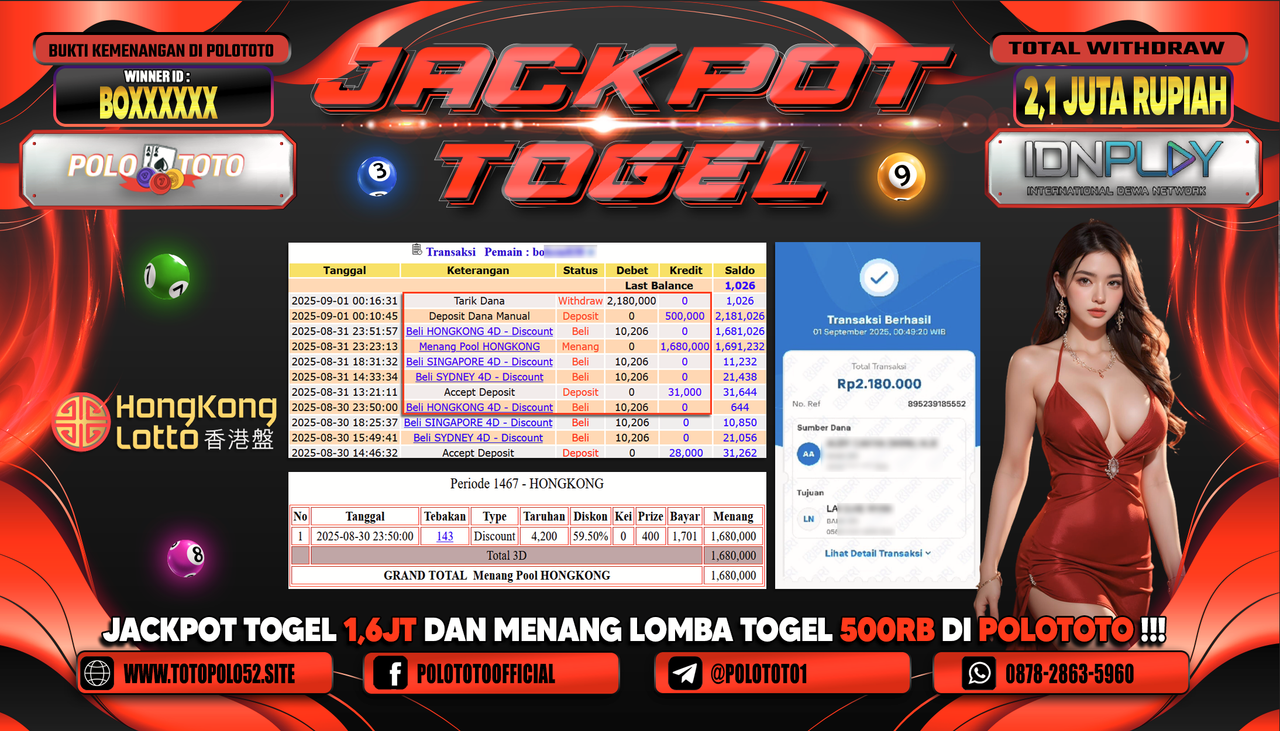 POLOTOTO JACKPOT TOGEL HONGKONG LOTTO Rp.2.180.000,-