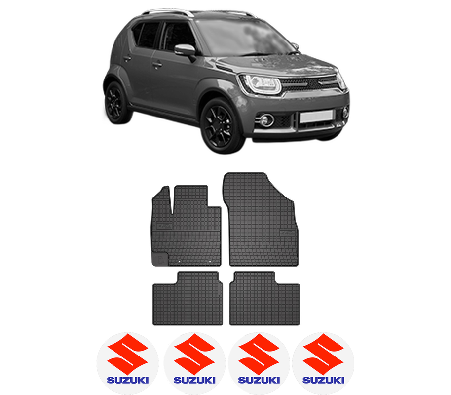 Set covorase presuri SUZUKI IGNIS III (MF, FF) din 2016, auto, din cauciuc thermoplastic, 4 Stickere auto cu SUZUKI