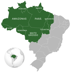 Mapa da Amazônia na América do Sul