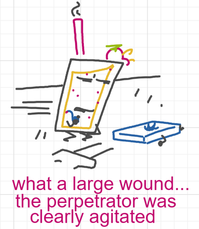 A panel from A Murder On The, episode six of the Board Boards object show by Furretwalk/WalkingFurret.