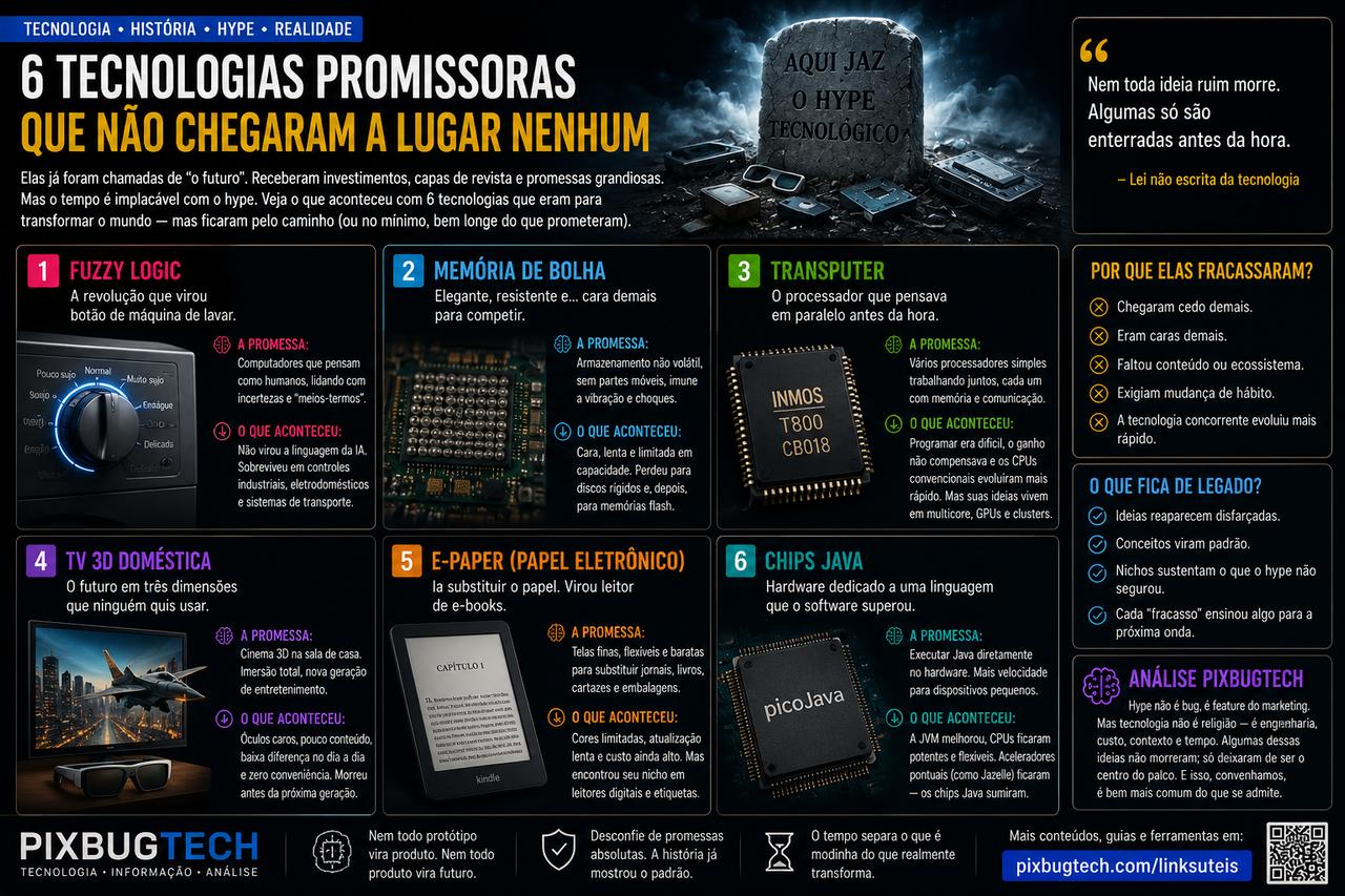 Seis tecnologias que o hype enterrou mas algumas venceram longe dos holofotes