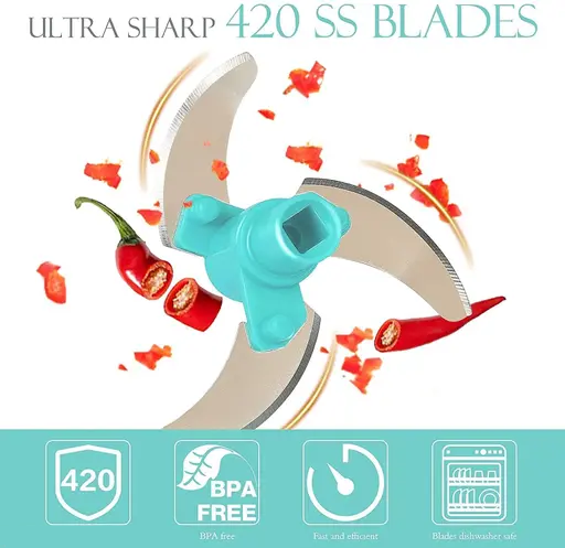 Big Size 5 Steel Blade Chopper / Handy Vegetable and Fruit Chopper / Kitchen Dori Chopper / Manual Chopper / Onion Dry Fruit Grinder / Vegetable Chopper Cutter / Salad Maker( XXL Chopper 1000ml,Pack of 1, blue) (R501)