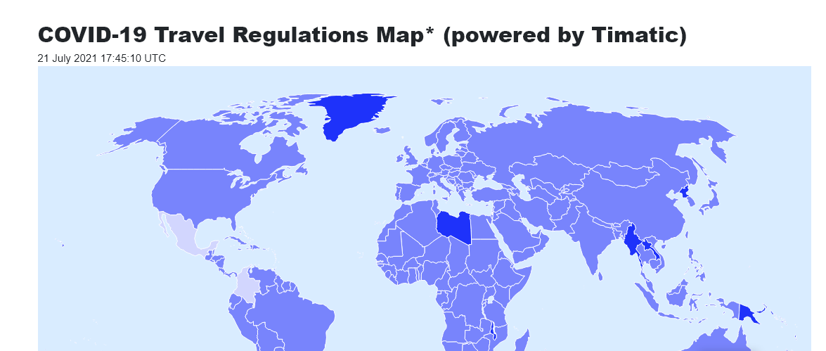 COVID-19 Travel Regulations Map* (powered by Timatic) - Países que aceptan viajeros de España sin restricciones - Foro General de Viajes