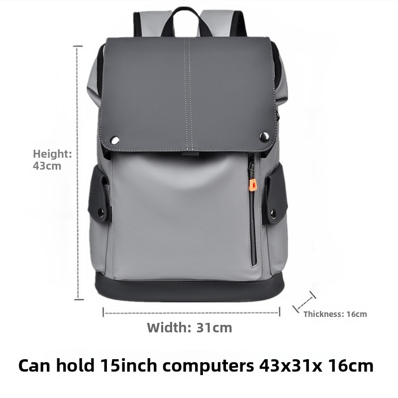 Light grey Men Large Capacity Business Laptop Backpack Waterproof PU Leather Travel Rucksack with USB Port for Work and Travel in the destination market