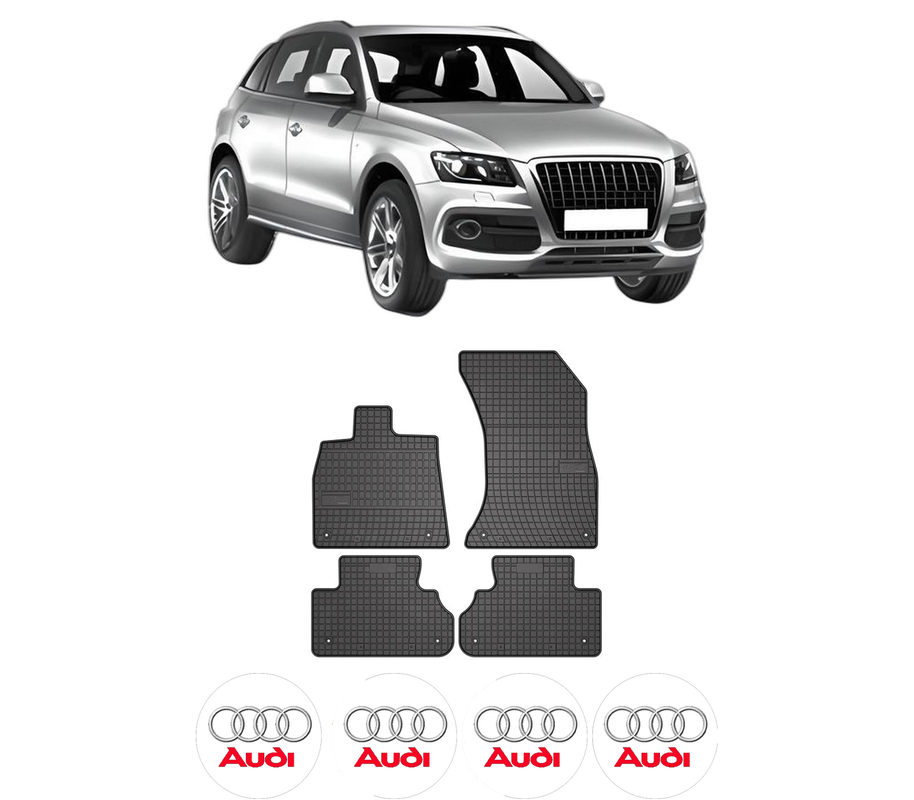Set covorase presuri AUDI Q5 (8RB) din 2008-2017, auto, din cauciuc thermoplastic, 4 Stickere auto cu AUDI