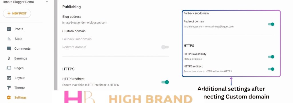 Blogger Settings Section