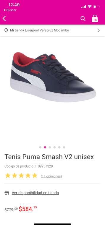 Liverpool: Tenis Puma Smash unisex (22 al 24.5 cm) 
