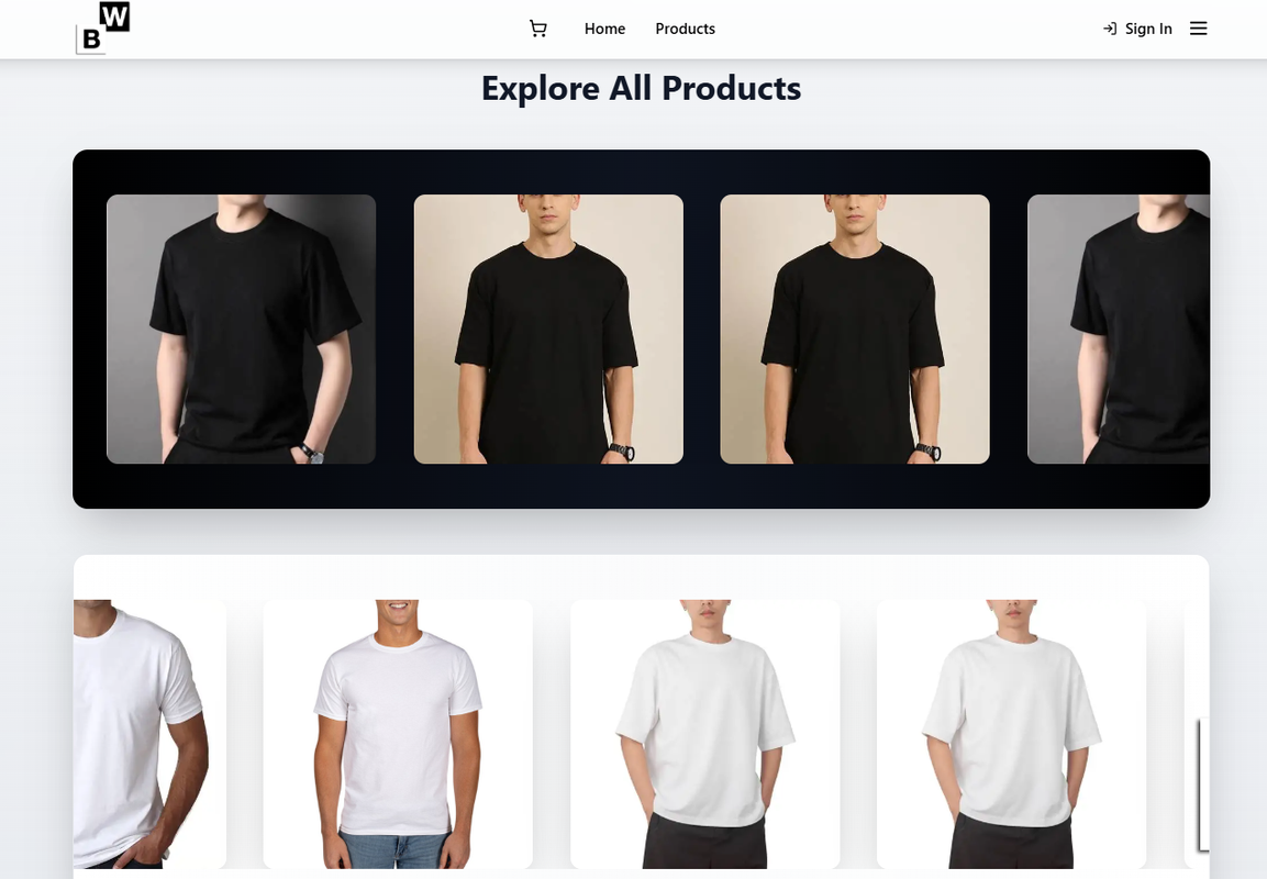 Black & White E-commerce feature 3 screenshot - Web project