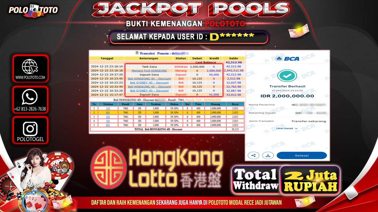 POLOTOTO JACKPOT TOGEL PASARAN HONGKONG Rp.2,000.000,-