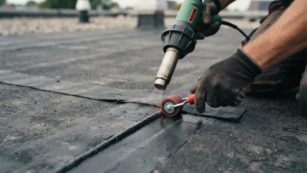 EPDM flat rubber roof installation commercial building