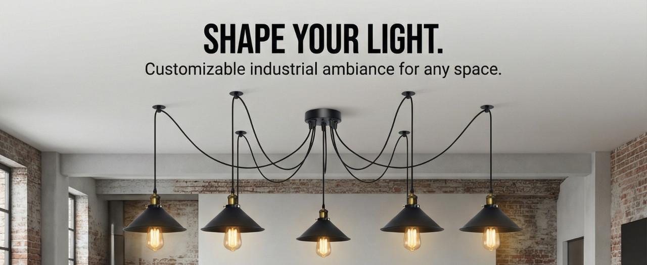 5 head spider pendant light black ceiling fixture