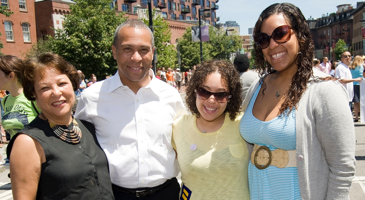 Deval Patrick with his wife and daughters