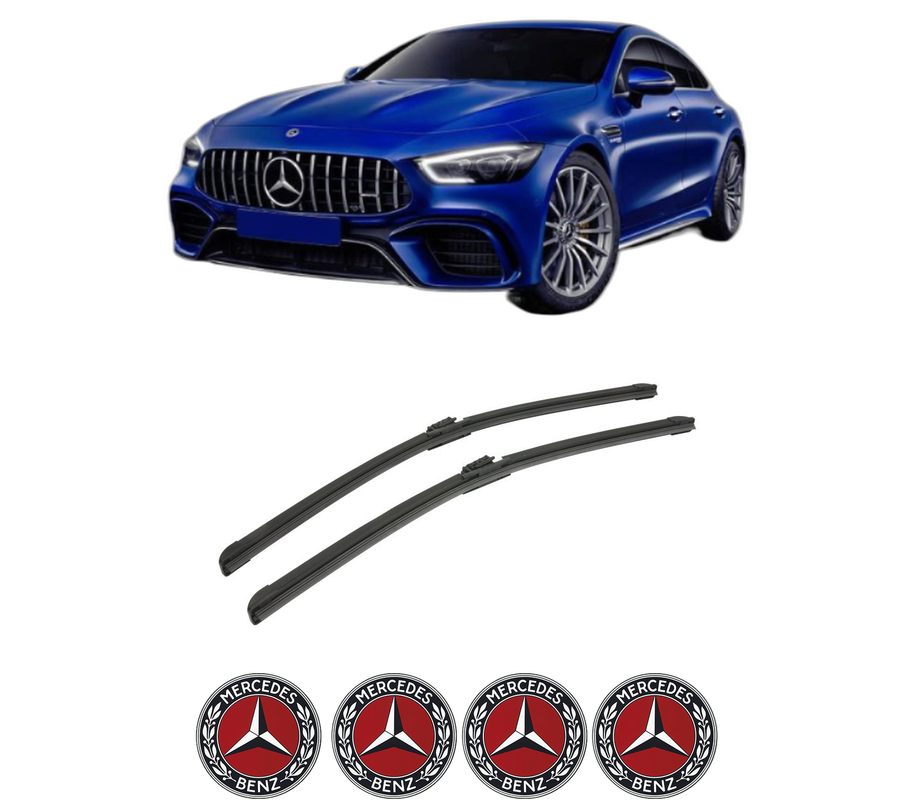 Set stergatoare auto MERCEDES-BENZ AMG GT (X290) din 2018-2022, pentru parbriz auto, 2 bucati, Bosch Aerotwin, din cauciuc siliconat rezistent, 4 Stickere Auto MERCEDES-BENZ