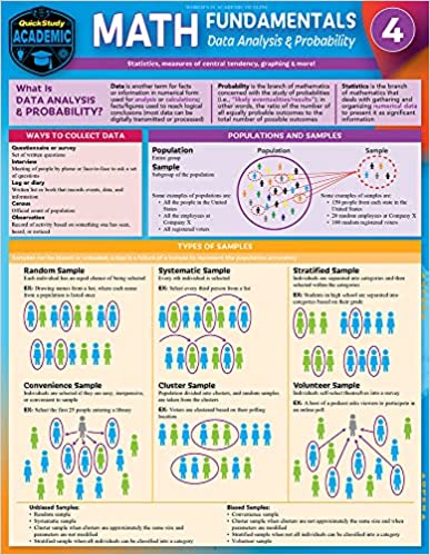 Math Fundamentals 4 - Data Analysis & Probability (QuickStudy Academic)