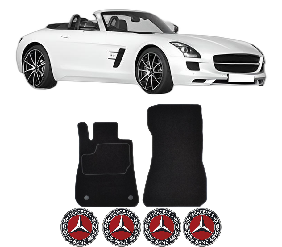 Set Covorase Presuri MERCEDES-BENZ SLS AMG Roadster (R197) din 2011-2013, Auto, Material Textil Mocheta, 4 Stickere auto cu MERCEDES-BENZ
