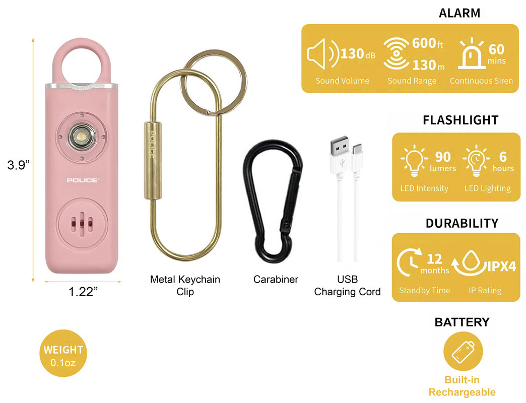 police-personal-alarm-keychain-for-women-rechargeable-pink