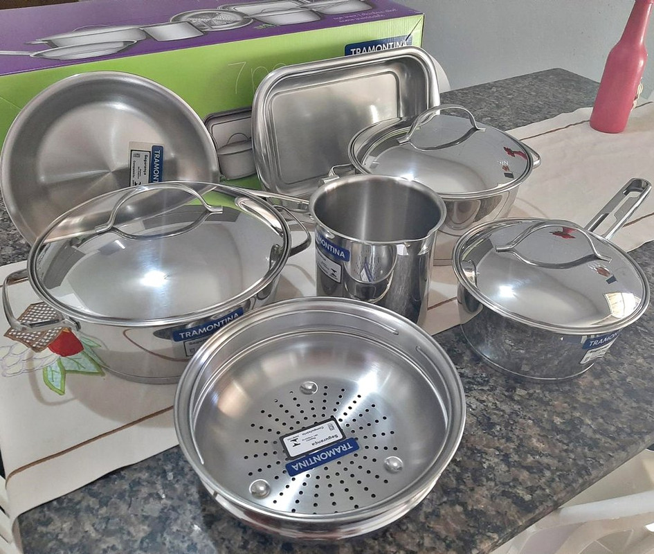 Jogo de Panelas com Fundo Triplo 7 Peças Tramontina Inox
