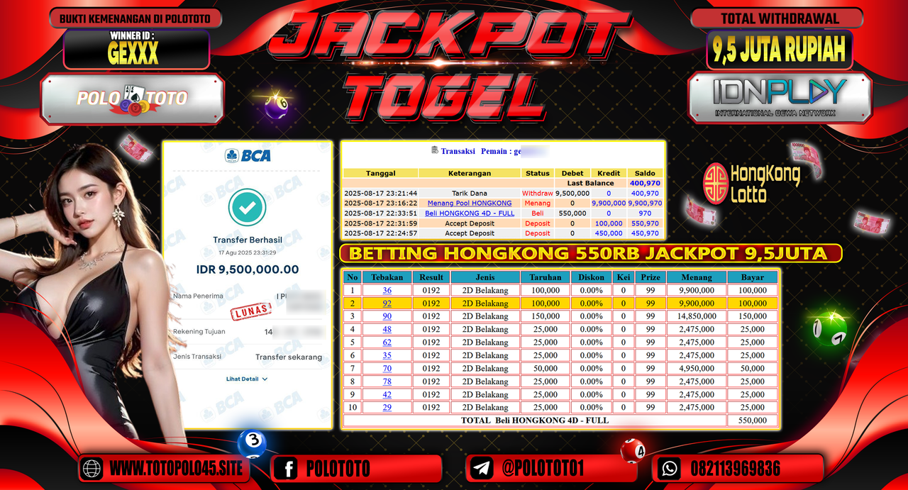 POLOTOTO JACKPOT TOGEL HONGKONG LOTTO Rp.9.500.000,-