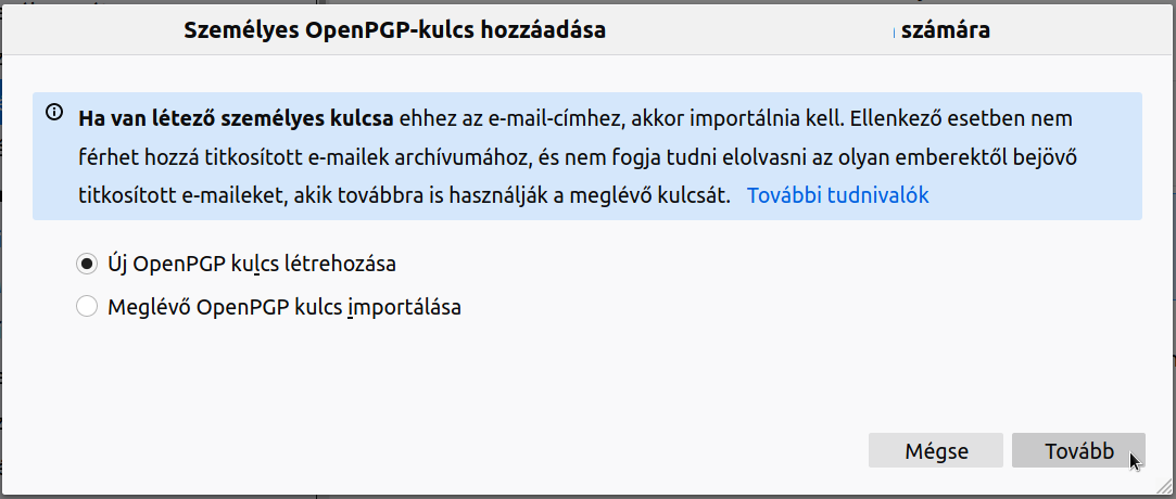 Új OpenPGP kulcs létrehozása