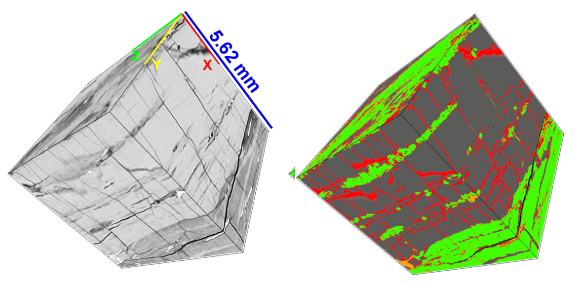 3D visualization of a fractured medium.