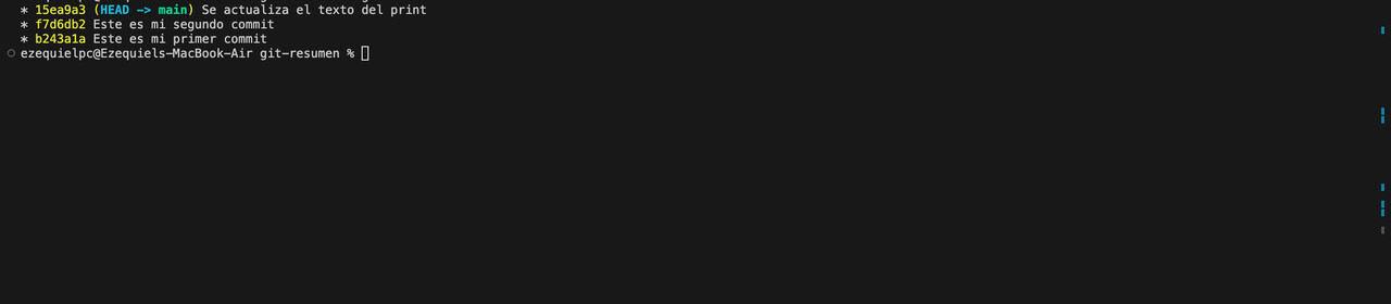 Ejecucion git log --graph --decorate --all --oneline Git status y Git log