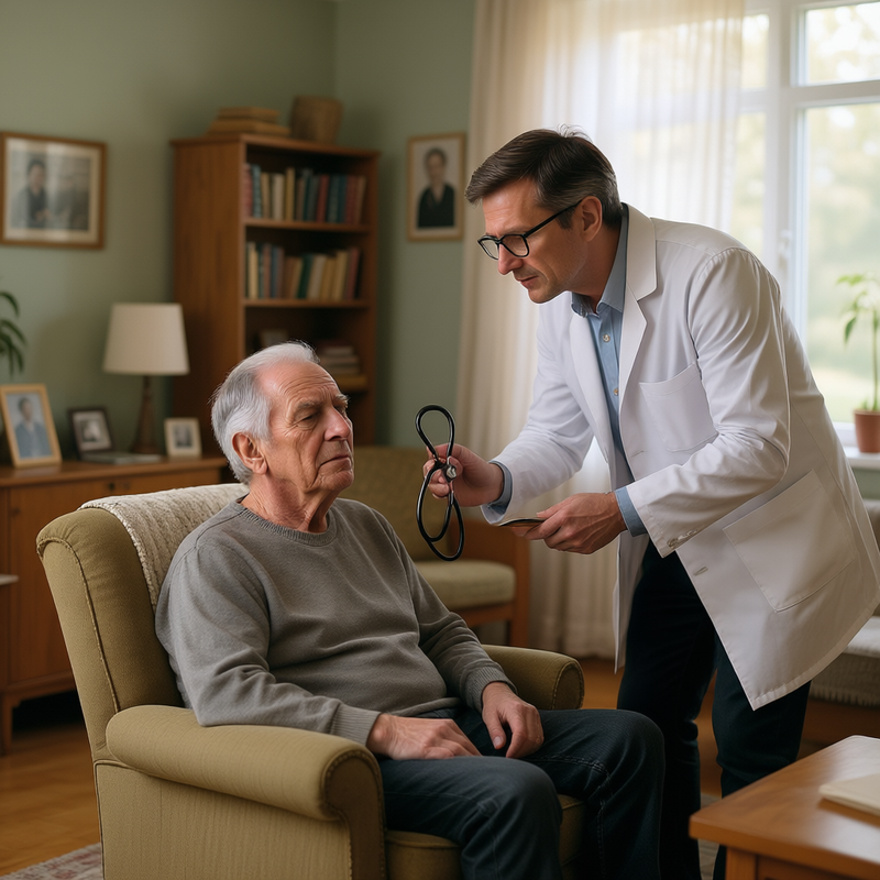 Терапевт осматривает больного