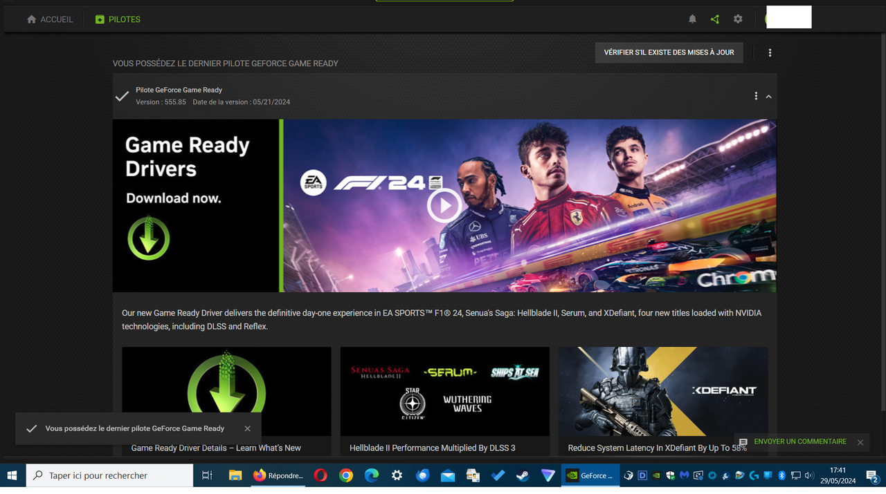 PILOTES  NVIDIA GEFORCE AU 29 MAI 2024
