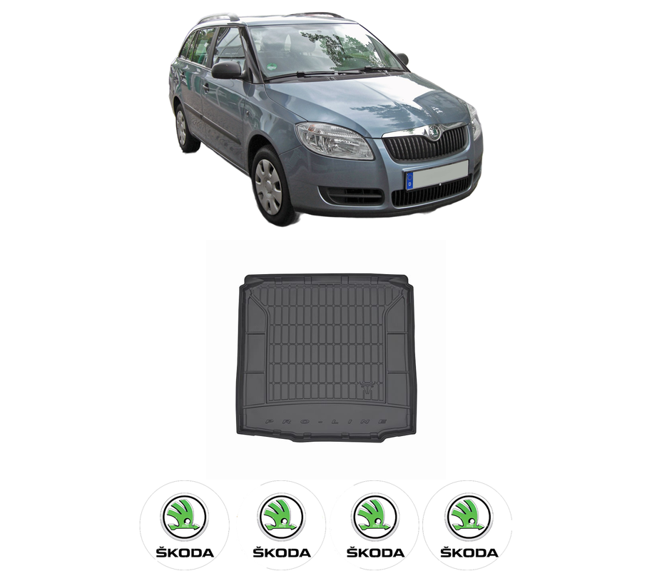Tavita Portbagaj SKODA FABIA II Combi (545) din 2007-2014, Protectie Portbagaj Auto, 4x Stickere auto cu SKODA