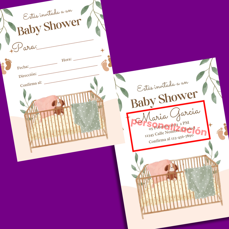 Invitación Baby Shower Descargable PDF #2402a2 Personalizada