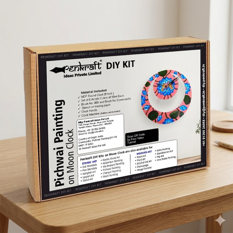 Pichwai Painting on Moon Clock DIY Kit 