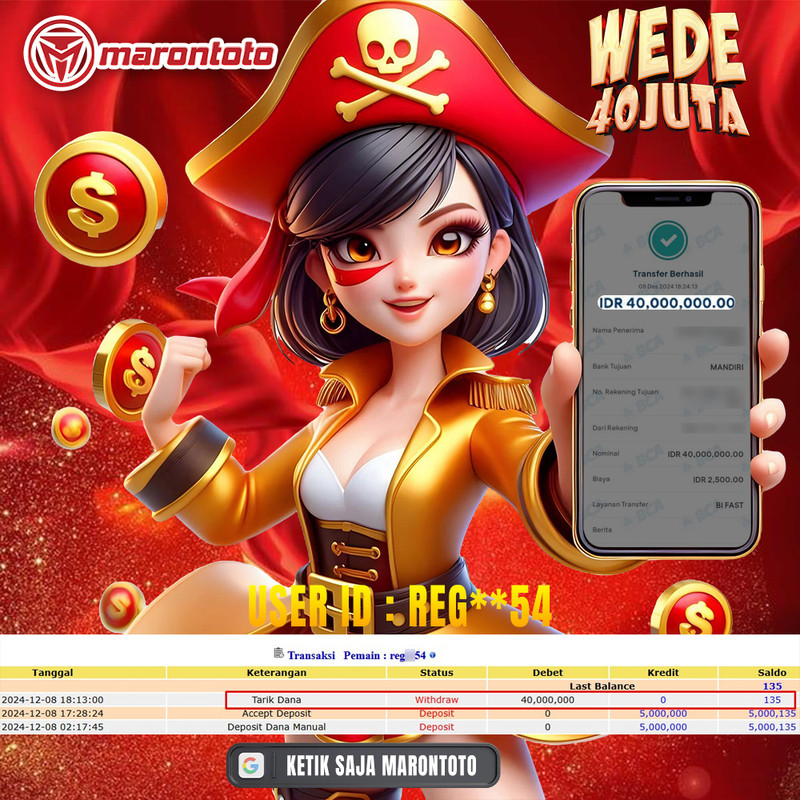 Bukti Kemenangan Member Marontoto Sebesar 40 JUTA