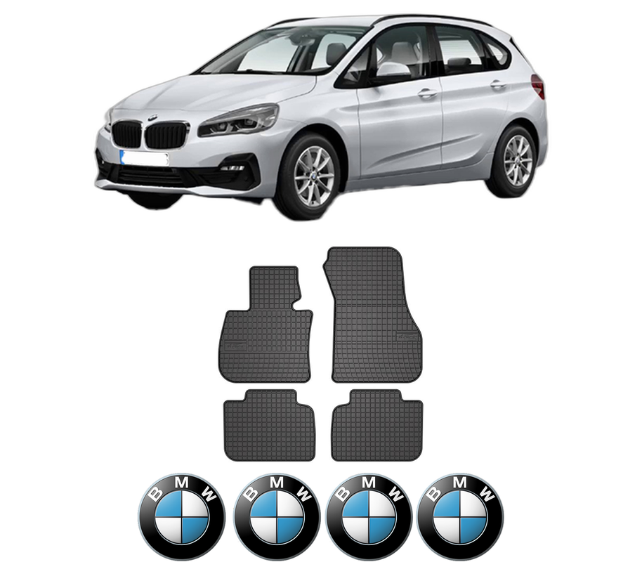 Set covorase presuri BMW Seria 2 Active Tourer (F45) din 2013-2021, auto, din cauciuc thermoplastic, 4 Stickere auto cu BMW Seria