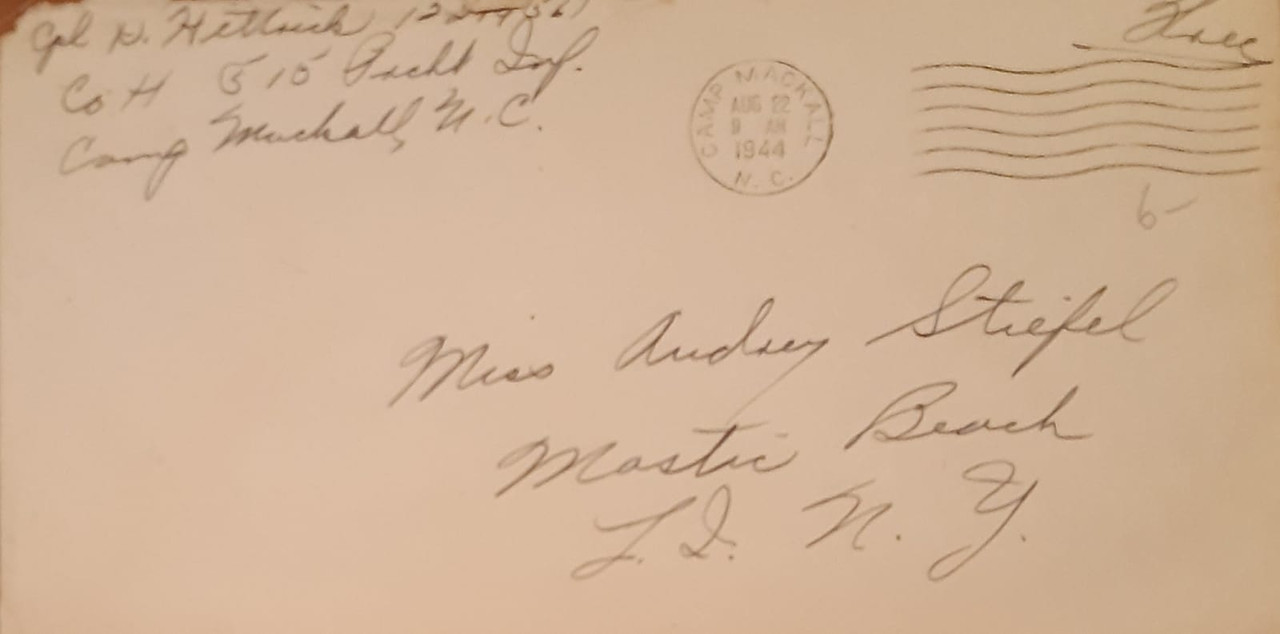 Carta ( Camp Mackall, Nort Carolina ) - 01c ( 1944 )