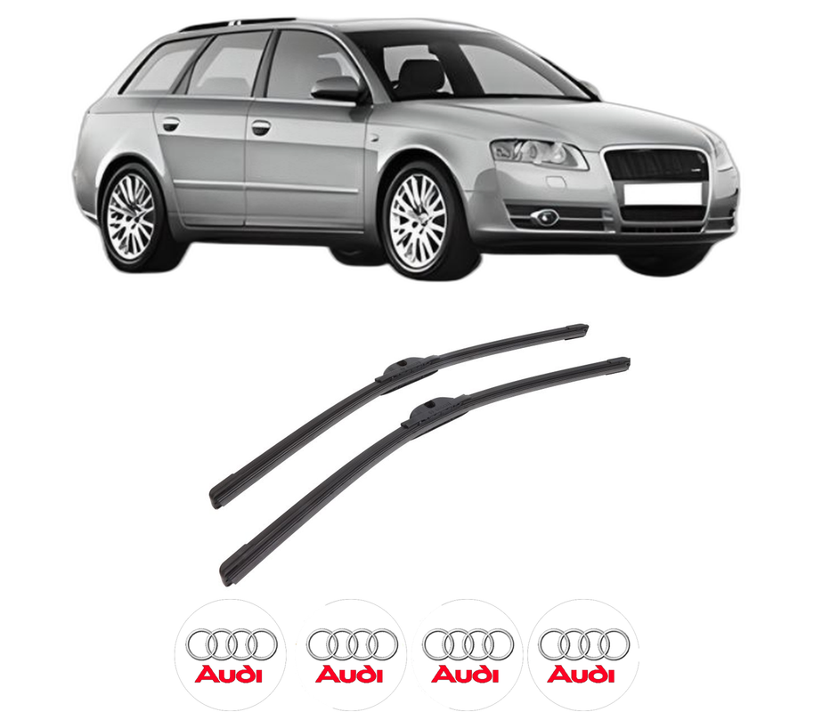Set stergatoare auto AUDI A4 B7 Avant (8ED) din 2004-2008, pentru parbriz auto, 2 bucati, Bosch Aerotwin, din cauciuc siliconat rezistent, 4 Stickere Auto AUDI