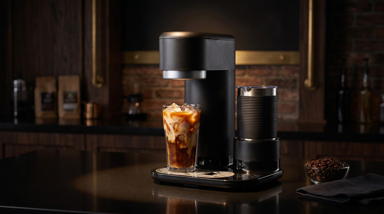 Cafetera Oster en un elegante y sofisticado entorno de cafetería