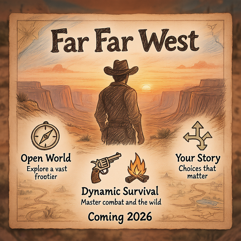 wild west open world landscape with horseback riders