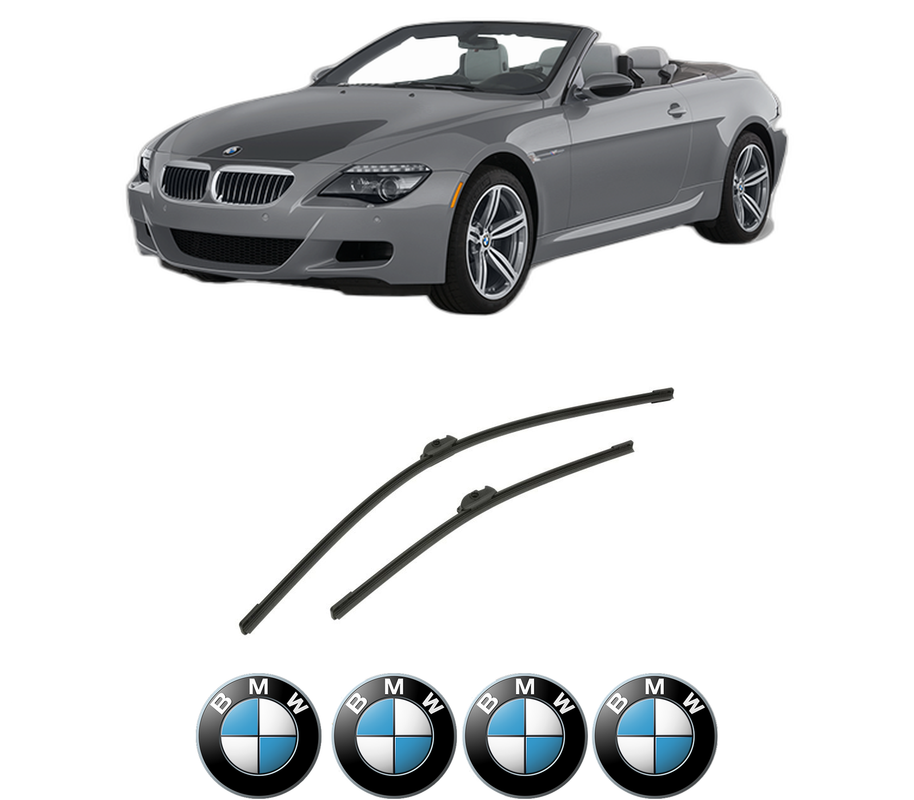 Set stergatoare auto BMW Seria 6 Convertible (F12) din 2010-2018, pentru parbriz auto, 2 bucati, Bosch Aerotwin, din cauciuc siliconat rezistent, 4 Stickere Auto BMW Seria