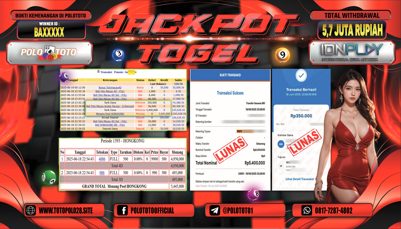 POLOTOTO JACKPOT TOGEL HONGKONG LOTTO Rp.5.750.000,-