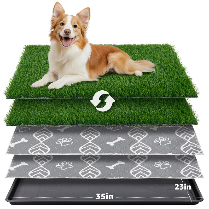 LOOBANI Large Dog Grass Pad with Tray 35x23