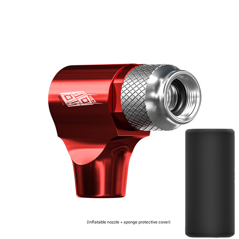 Red Portable CO2 Bike Tire Inflator with Nozzle - Quick Inflation for Road and Mountain Bikes