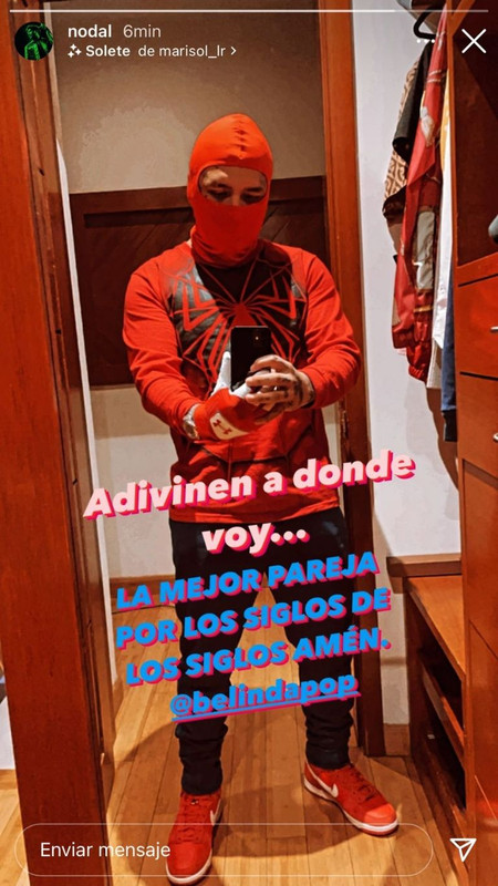 Christian Nodal presume que vio la nueva película de Spider-Man junto a Belinda