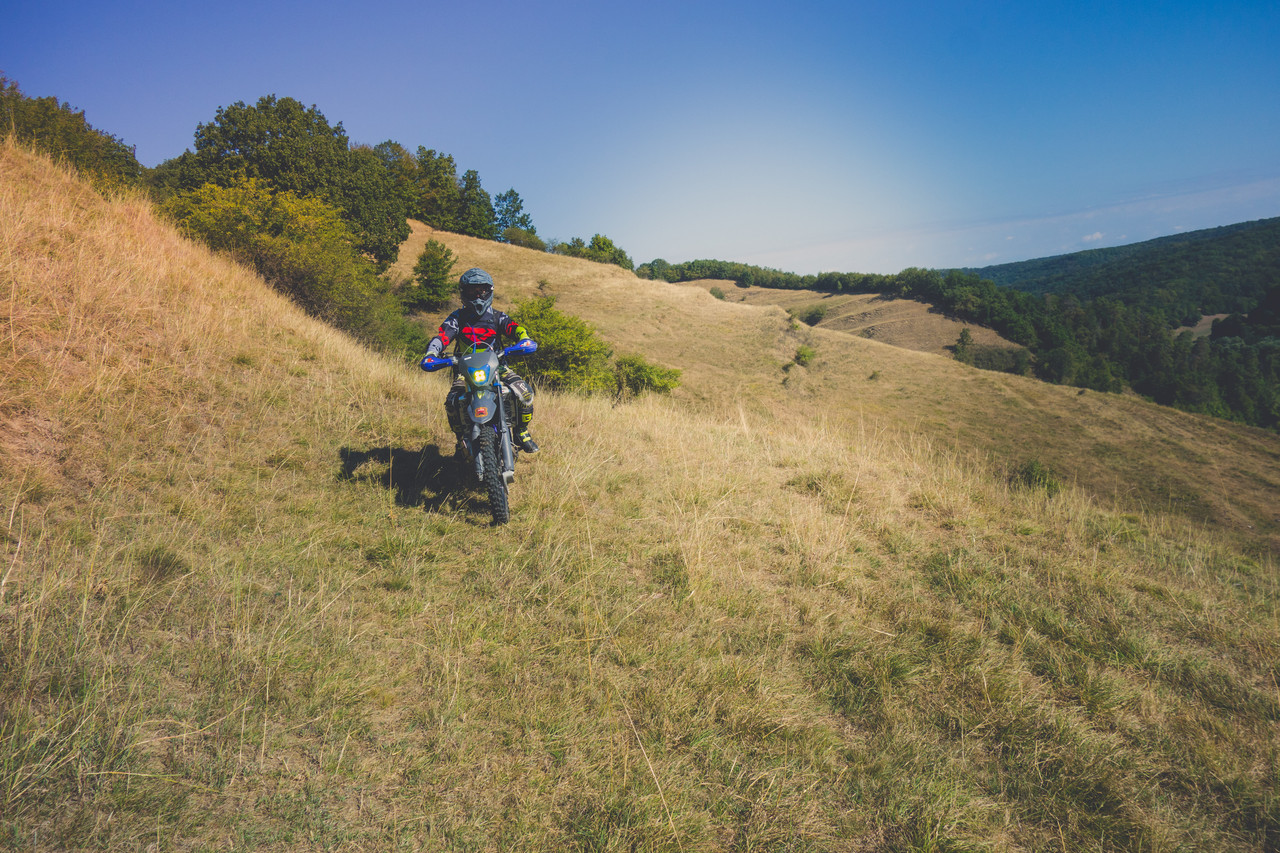 Rider crossing the countryside
